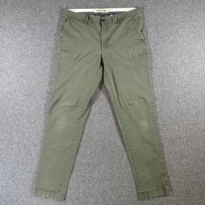 Lacoste Mens Slim Fit Chino Pants Olive Green Cotton Stretch Casual Trousers 36